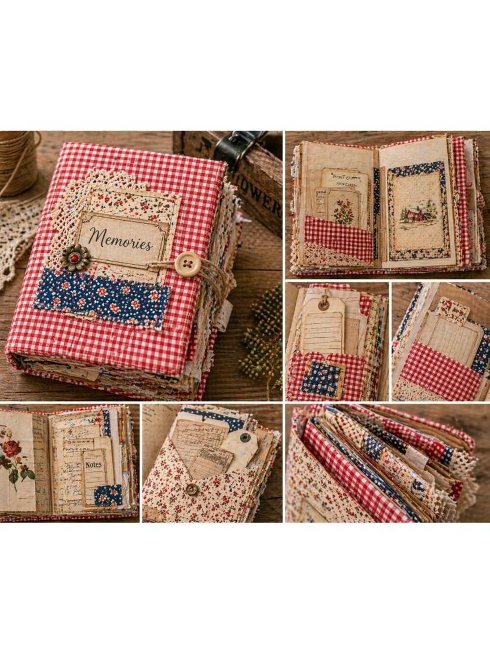 Red White Gingham Fabric 2 Yard Cotton Checkered Fabric Vintage Sewing Quilting - Picture 6 of 7